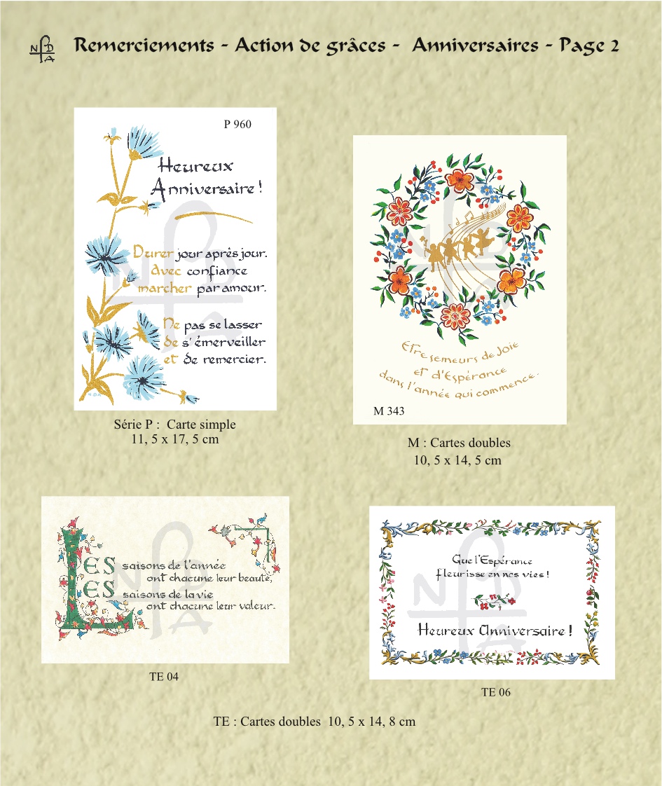 Abbaye Argentan Cartes Remerciements Anniversaires septembre 2024 page 2